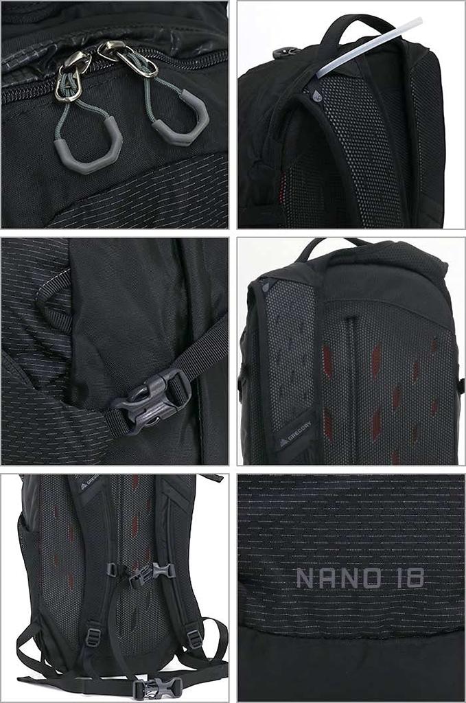 Gregory Nano 18 Hiking Daypack Obsidian Black 18L Lightweight Backpack