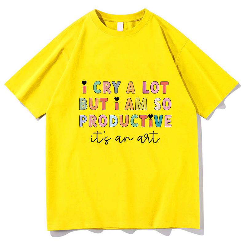 TTPD T-shirt Manga Graphic I Cry A Lot But I Am So Productive Tee Women Cute Top Men Short Sleeve Kawaii Couple Clothes