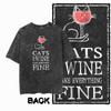 G55 Back Print Cotton Cool Cat Graphic Men T-shirt | Acid Washed Streetwear Big Size Vintage O-neck Men's Tee Tshirt