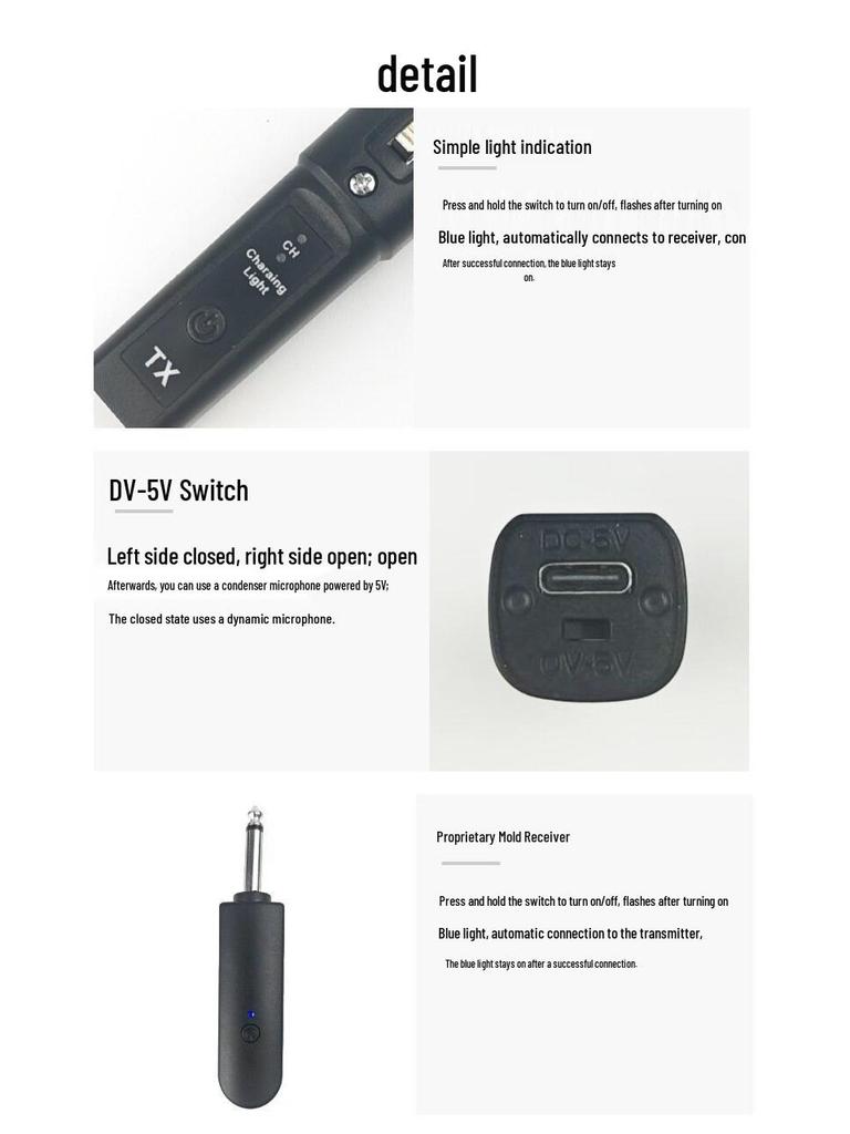 2.4G Wireless Grenade System: Wired to Wireless Capacitive Microphone with One-to-Two Transmitter-Receiver.