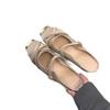 Metal square head flat heel half drag 2025 spring bag head soft leather soft sole slippers women wear one word with Mary Jane shoes