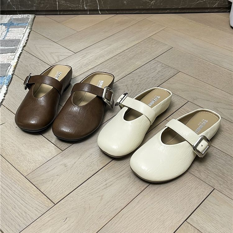 Soft-soled bag head half slippers women's outer wear 2025 new summer lazy shoes with skirt word with Muller cool slippers