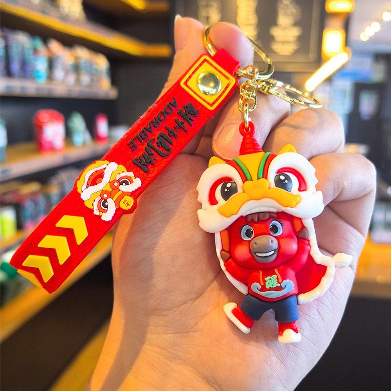 Tingming 2026 Year of the Horse Keychain - Red Rope, Creative PVC Gift for Students and Companies