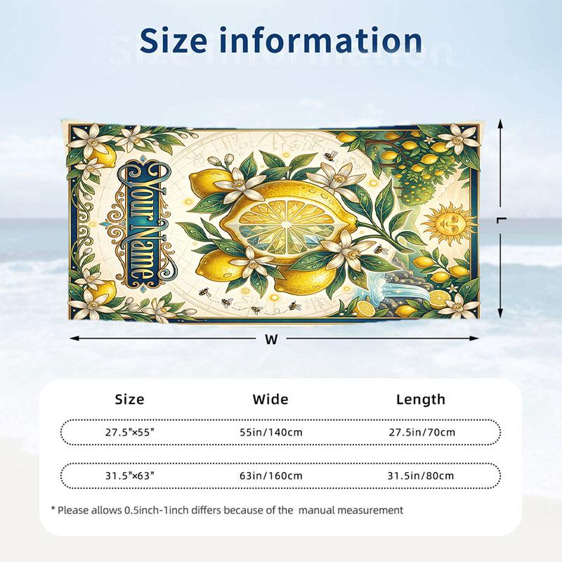 Floral Garden Theme Beach Towel Personalized Custom Name & Text Soft Quick Dry Beach Towel for Swimming Travel