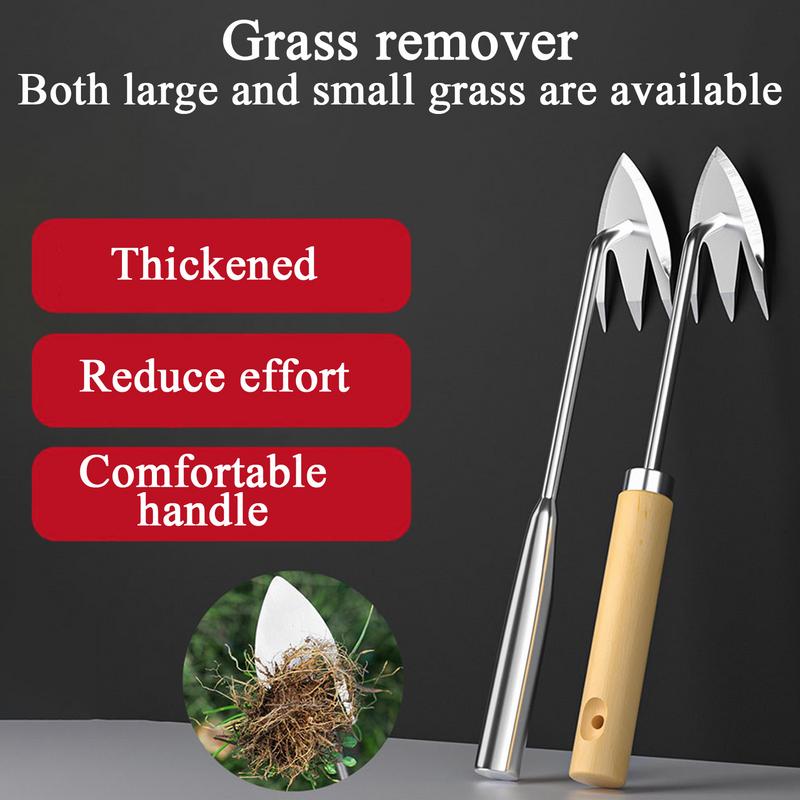 Stainless Steel Puller Tool Grass Removal Double-Edged Digging Gear Heavy-Duty Solution for Lawn Yard Backyard