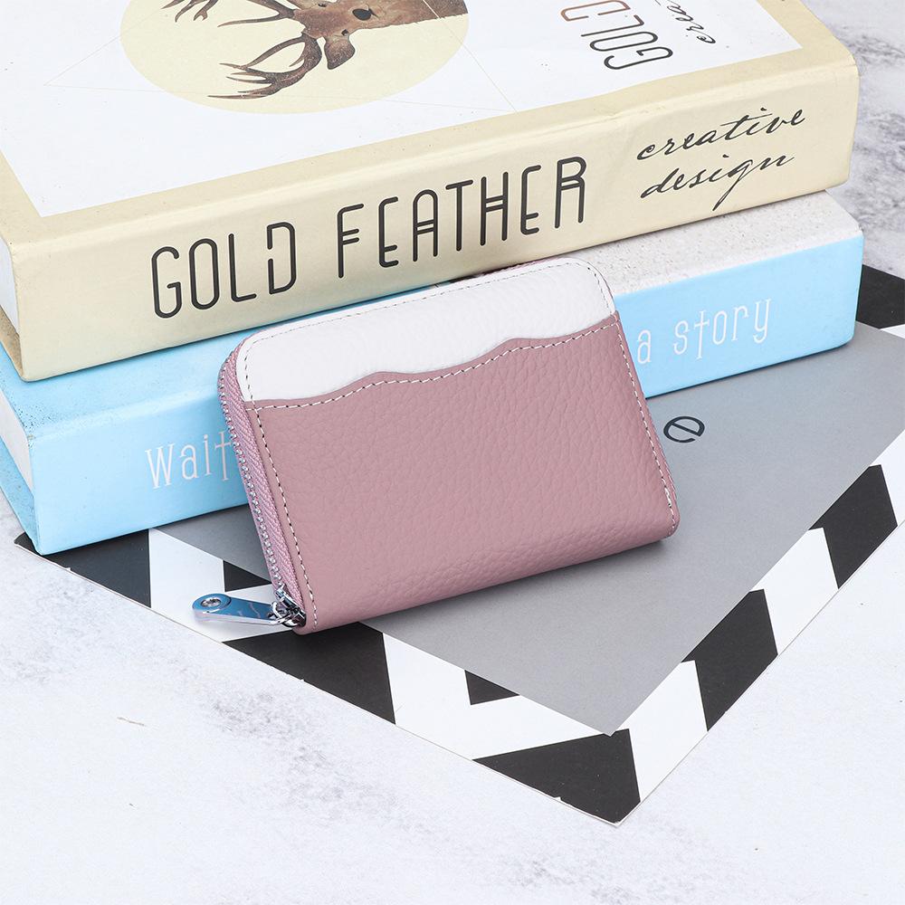 Cowhide Multifunctional Zipper Change Purse Women's Fashionable Coin Bag Genuine Leather Card