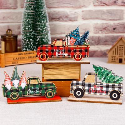 Décorations de Noël en bois style treillis de voiture pick-up décorations de bureau décorations de Noël en bois