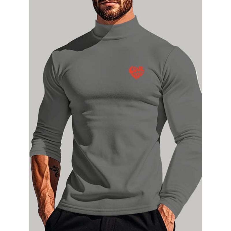 Polyester Men s Mock Neck Long Sleeve, Suitable for Home XXL серый
