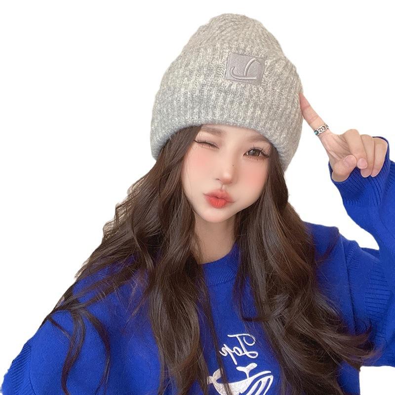 Women's Autumn and Winter Hats New Face Showing Small Knitted Hat Big Head Circumference  Warm Wool Hat  Versatile Ear Protection Hat  Trendy