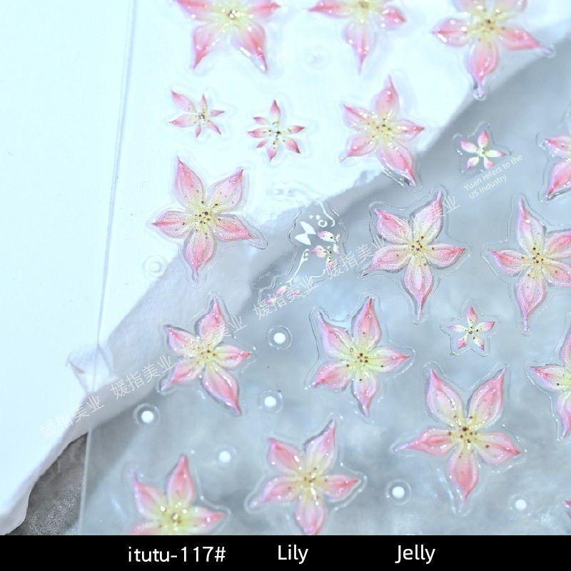 

Красочная масляная живопись Весенние цветы в цвету Милые наклейки для ногтей itutu-117# Lily Jelly