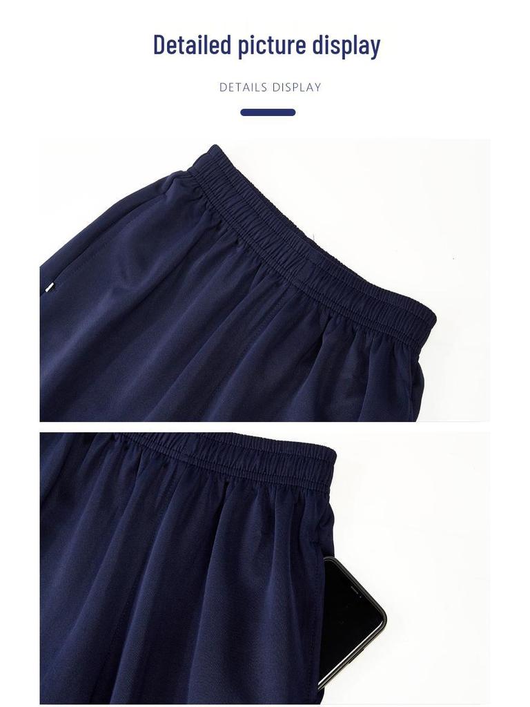 Dark Blue Unisex Student School Uniform Straight-Leg Pants - Summer Thin & Spring/Fall Loose Fit