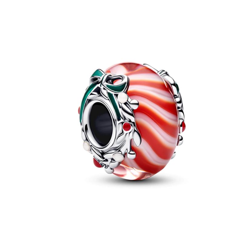 NEW Sparkling Red Series Charm Bead Clip Fit Original Silver Bracelet DIY Jewelry Christmas Gift Reindeer Motorcycle Dangle