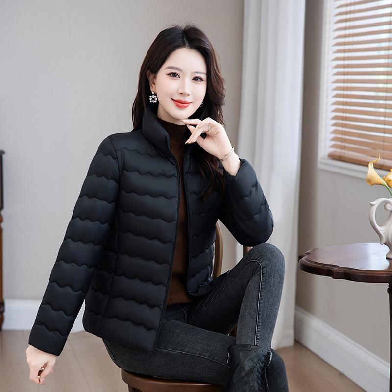 Mother's Clothing Winter New Women's Large Size Slim Cotton Jacket Versatile Cotton Coat Jacket Simple Warm Stand-up Collar Cotton Coat