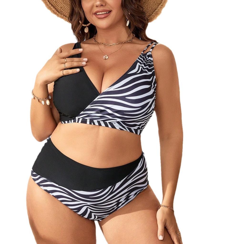 Bikini New Sexy Suit Costumul de baie Split Costum de baie cu imprimeu alb-negru