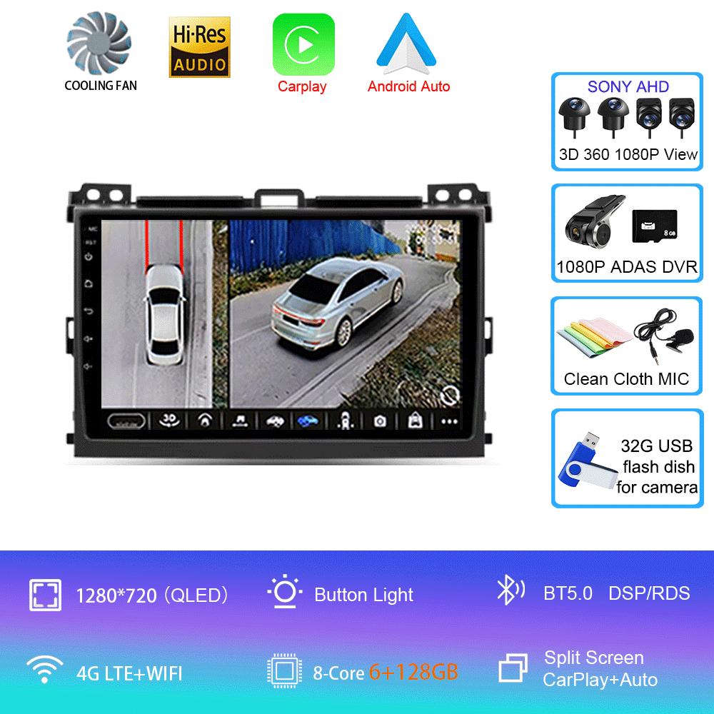Android 14 Car Radio For Toyota Land Cruiser Prado 120 3 III For Lexus GX470 GX 470 J120 2002 - 2009  Multimedia Video Player