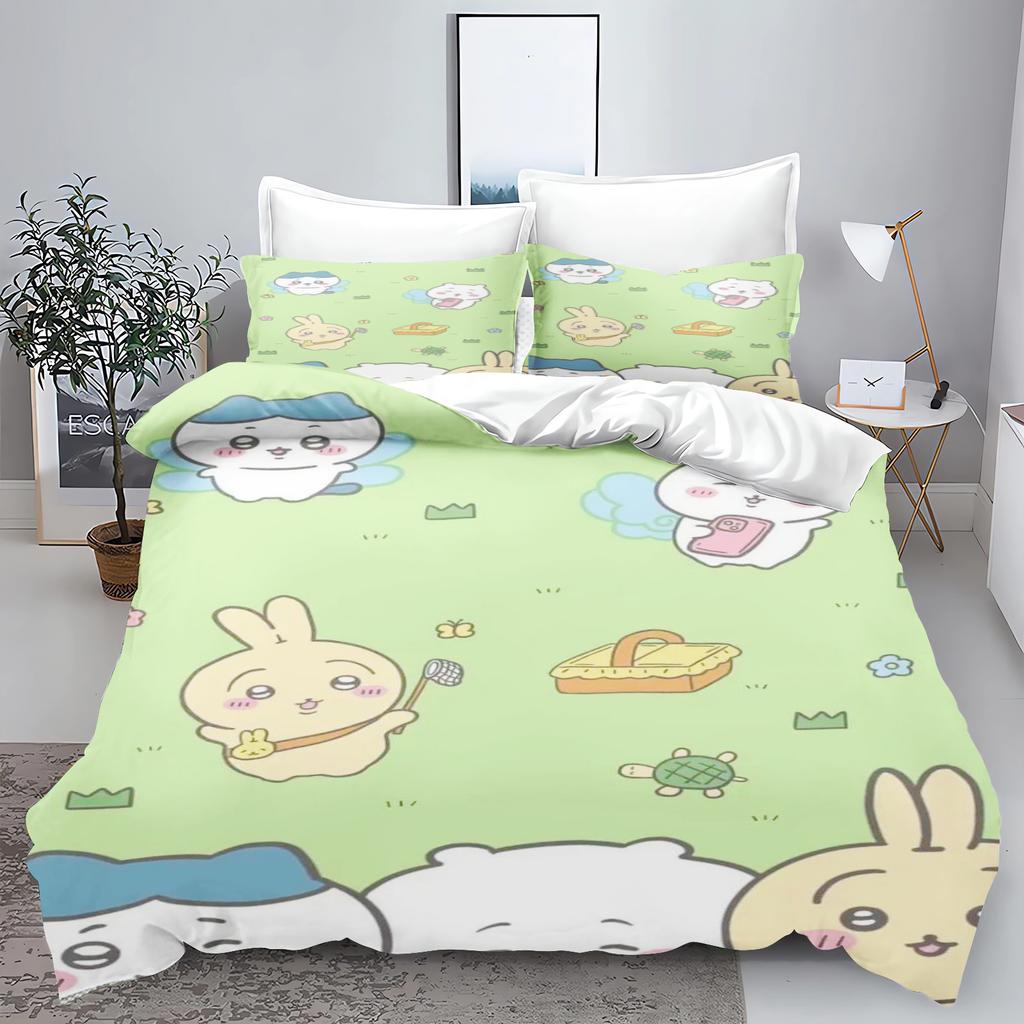 Chiikawa Anime Home Bedroom Comforte Nordic polyester material suitable for children and adults 3-piece set