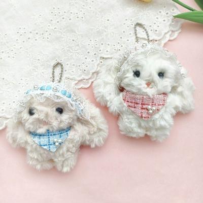 Durable Cartoon Rabbit Plush Doll Key Chain Bowknot Lolita Plush Key Ring Stuffed Key Holder