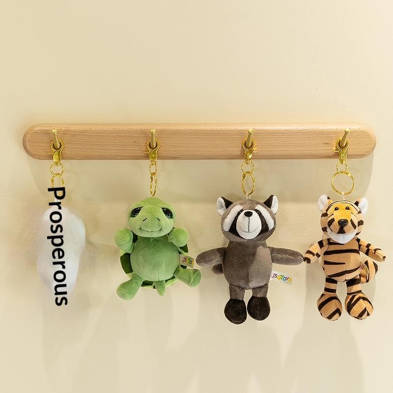 Porte-clés Peluche Animal Mignon Dessin Animé 15CM Tigre Lion Éléphant Hippopotame Tortue Pendentif Sac Rembourré