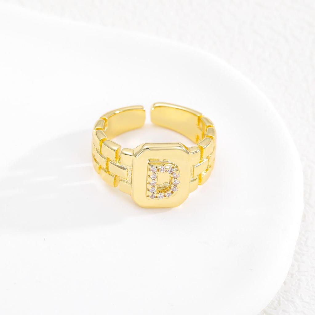 Evropský styl Horký prodej Pozlacený prsten s písmenem s designem nastavitelného pásku