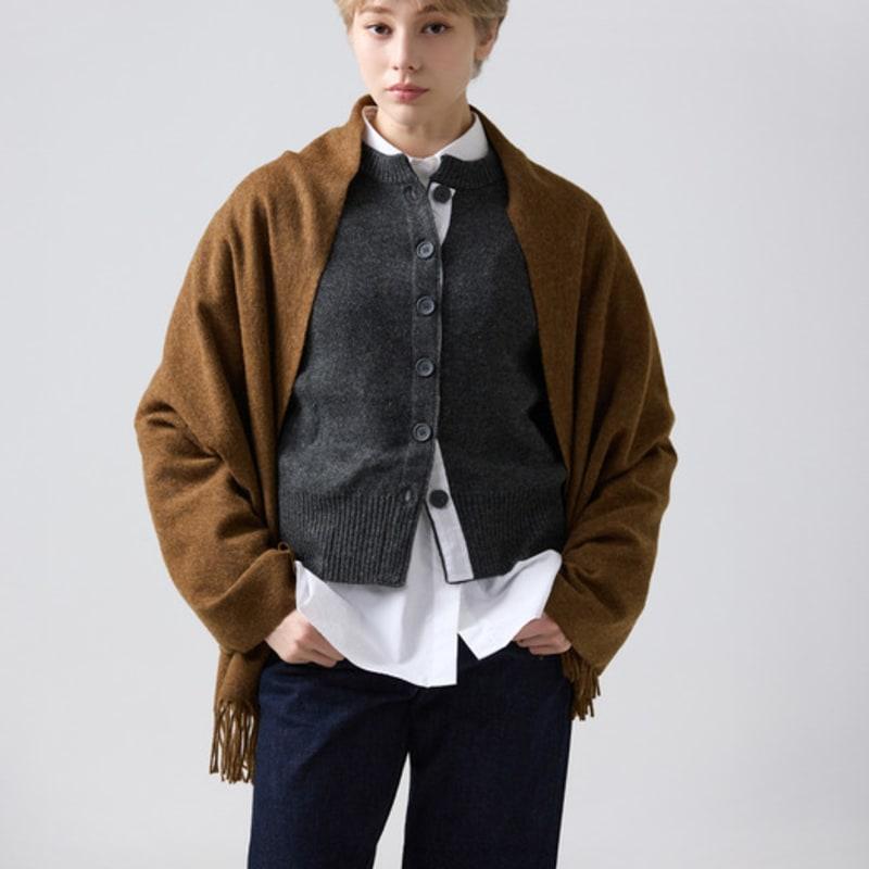 ABRAHAM MOON Merino Wool Shawl 70cm - Chocolate