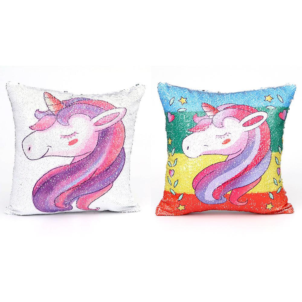 magic sequin unicorn pillow
