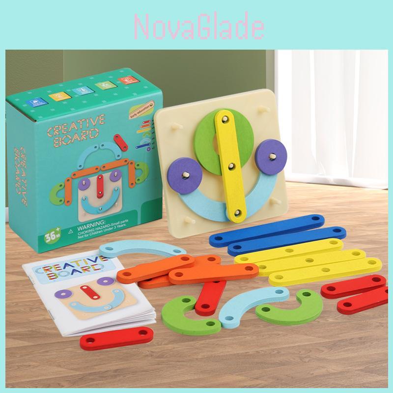 Creative Wooden Geometric Shape Puzzle Nail Board Kid Toy For Early Learning