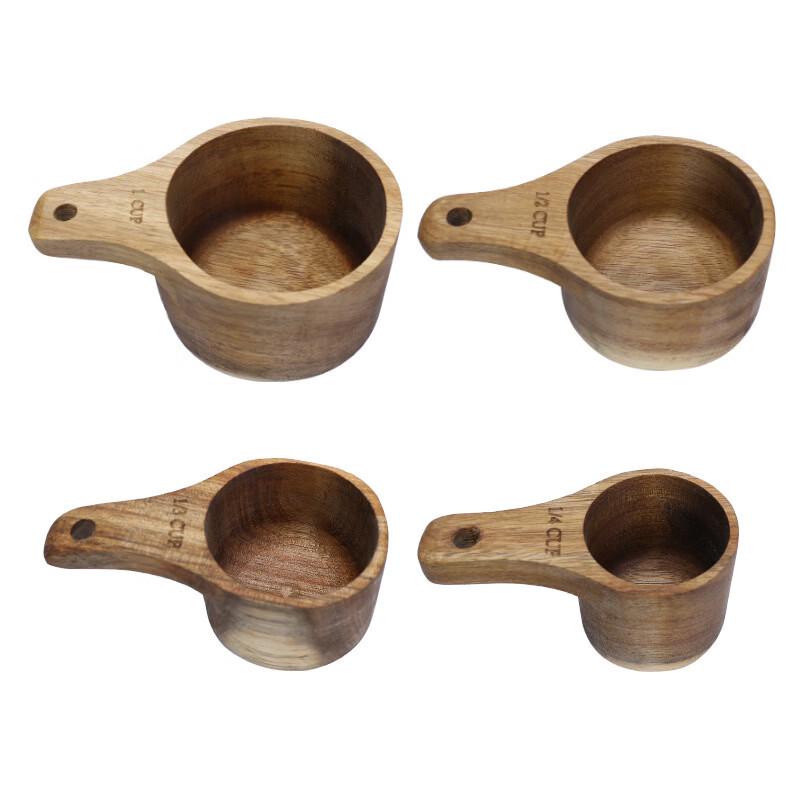 ZISIZ Acacia Wood Measuring Cup and Spoon Set