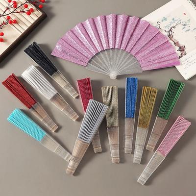 Eleganter Stoff-Handfächer Tragbarer Seidenfächer Handgehaltener Faltfächer für Hochzeiten Reisen Party Tanzen