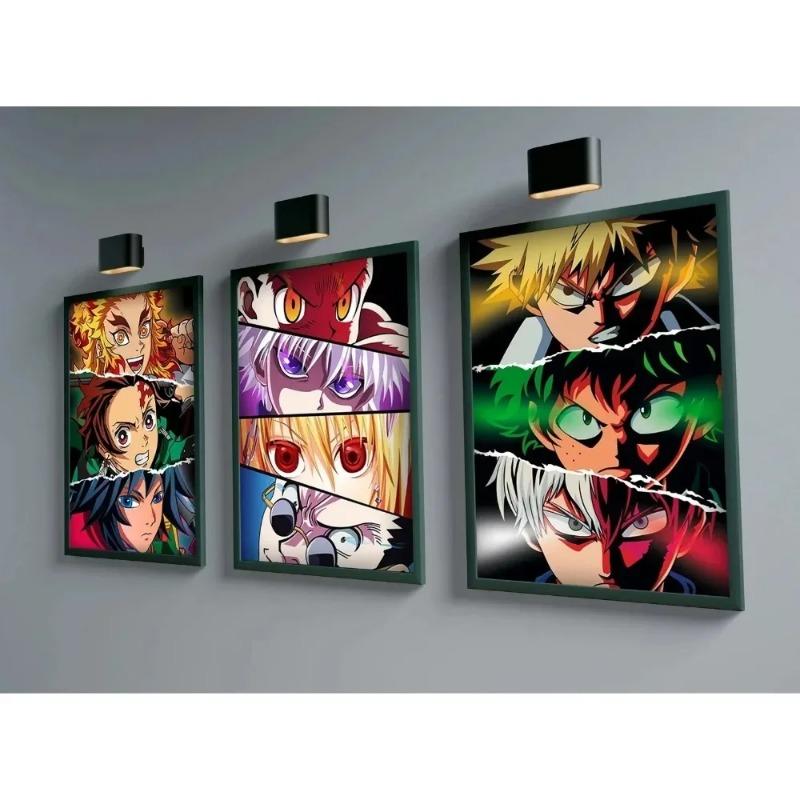 Anime-Figuren-Augen-Poster, ästhetisch, Hunter x Hunter Attack on Titan, Dämonenjäger, Manga-Leinwandgemälde, Wandkunst, Kawaii-Zimmerdeko