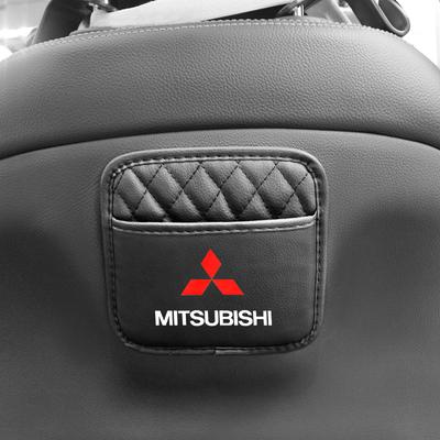 Car Leather Storage Bag Pocket Storage Box Sticker Accessories For Lancer 9 Outlander 3 ASX L200 Pajero Colt Ralliart