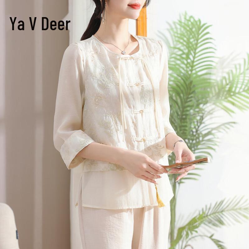Yalu Mid-Aged Women s Summer Floral Blouse Set 5XL