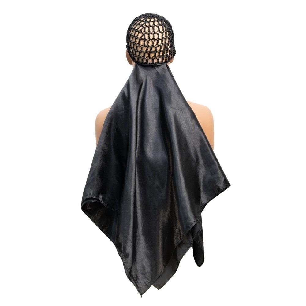 

Hair Protection Wrap Cap Bonnet Retain Moisture Anti-friction Hair Wrap Cap Adjustable Night Routine Hair Net with Scarf чорний