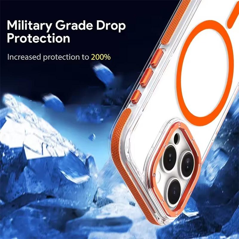 Luxury Shockproof Magsafe Wireless Charge Clear Case For iPhone 17 Pro Max 16 15 14 Plus 13 12 Pro Max 16e 17Air Magnetic Cover