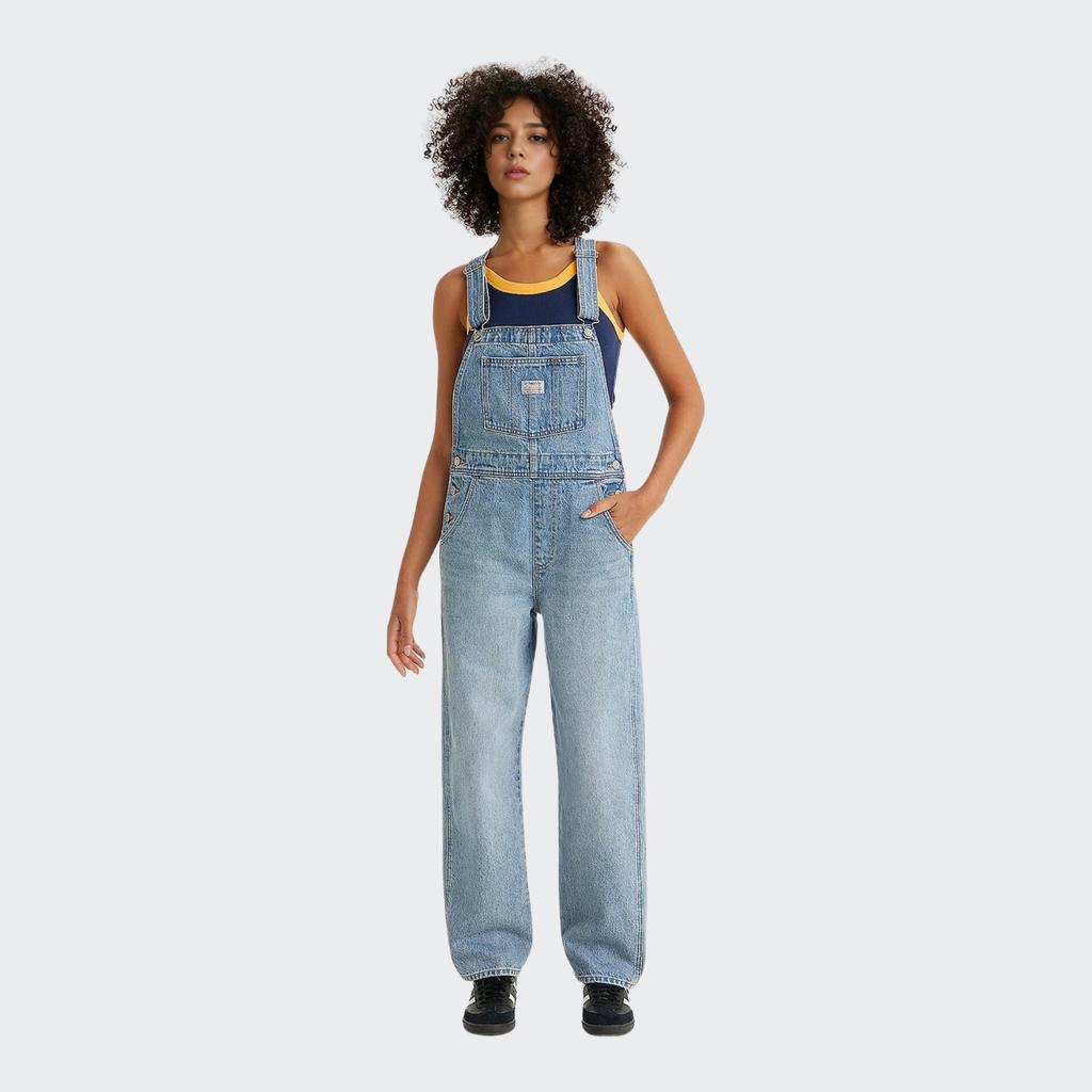 Levis Solid Color Straight-Leg Loose Overalls Women Bottoms Blue 85315-0016