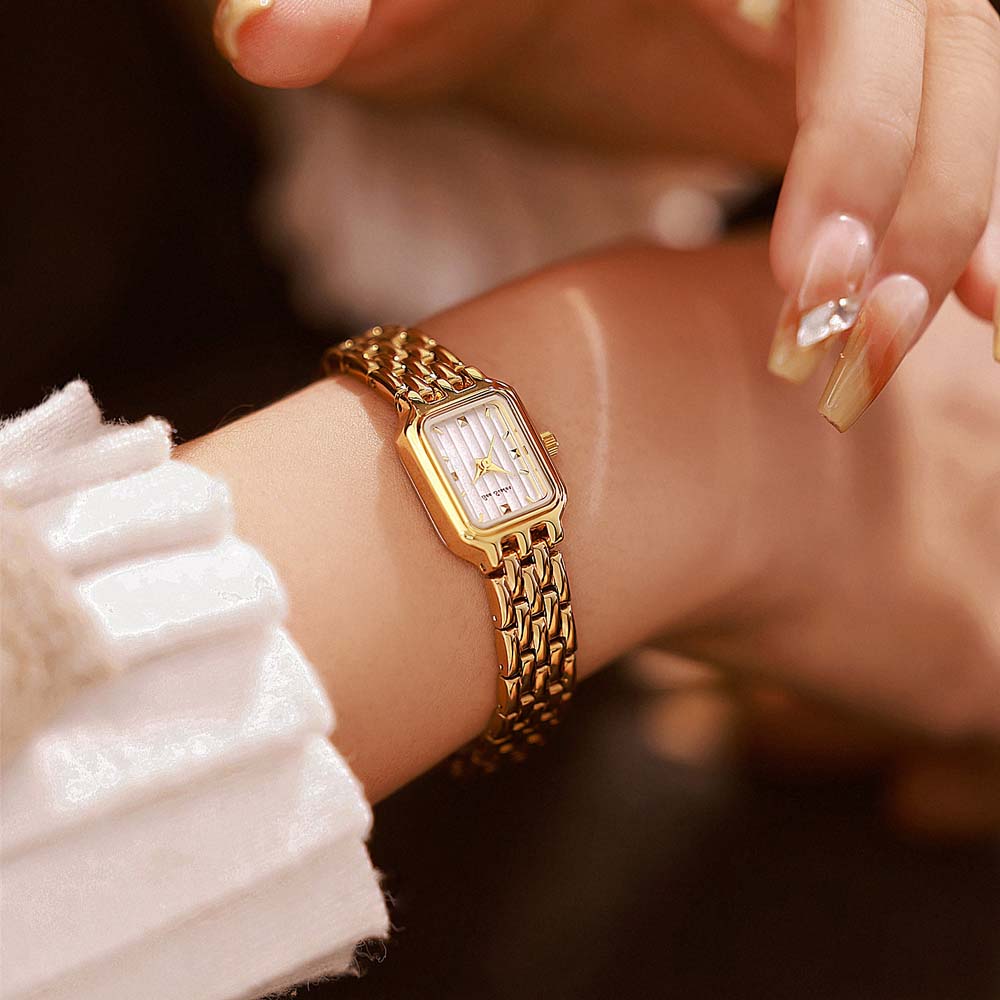 Women’s Fashion Square Small Dial Watch Stainless Steel Bracelet Luxury Quartz Wristwatch Simple Lady Dress Gift New
