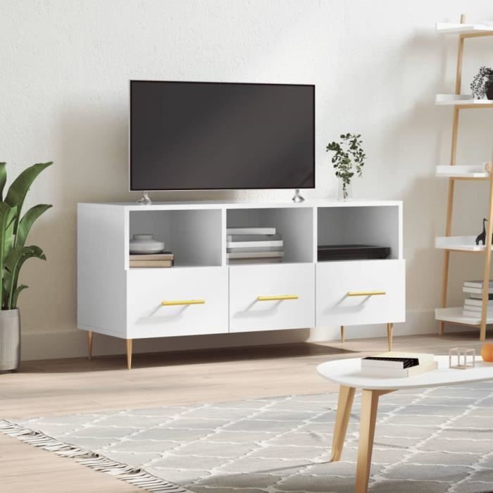 VidaXL Meuble TV Blanc brillant 102x36x50 cm Bois d'ingénierie 829022
