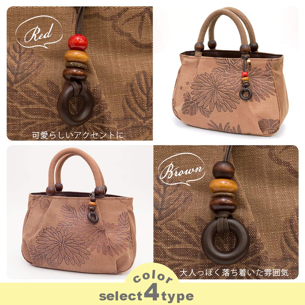 Tote Made in Persimmon Shibu Japanese Aori Birthday Hanasarasa [crearekiki] Women's Bag, Round, Small, Lightweight, Japan, Dyed, Wear, Handbag, Maron,