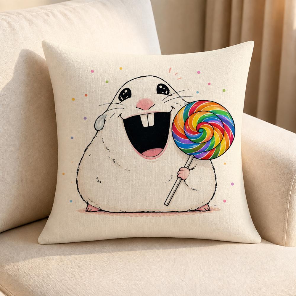 Meme Funny Hamster Meme Cushion Cover Linen AntiMite Antibacterial Cushion Cover Invisible Zipper Sofa Decor