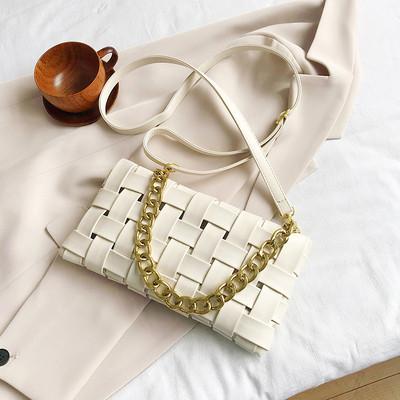 Weave Women's Clutches Chain Design Shoulder Bags Small PU Leather Crossbody Bags For Women Luxury Handbag Ladies Sling Bag