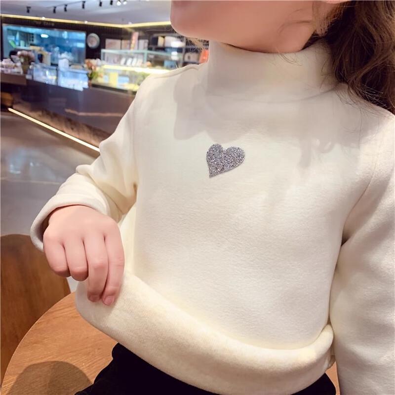 MIMIHELLO Girls  Winter Warm High-Neck Heart-Pattern Base Layer Top 100cm