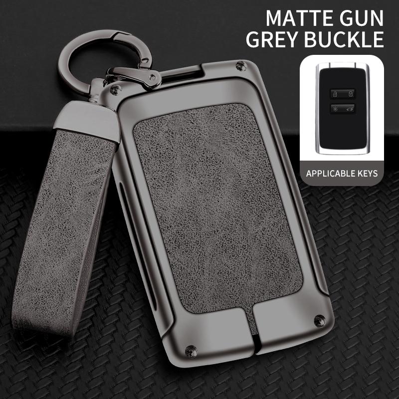 Metal Leather Car Key Case Cover for Renault Koleos Kadjar Captur Megane Clio Scenic Talisman for Bacia Sandero Car Accessories
