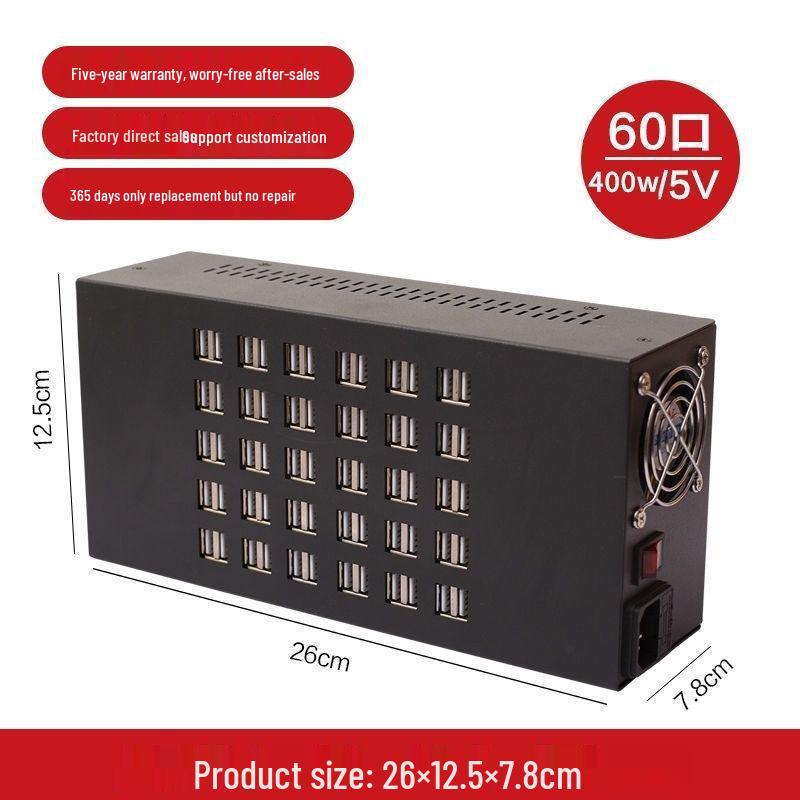 Multi-Port USB Charger Station for Mobile Phones - Fast Charging with 10/20/60 Ports