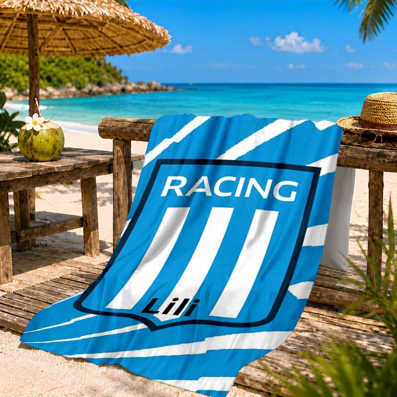 Racing Team Emblem Beach Towel, Quick-drying, Easy to Care for, Suitable for Both Fitness and Beach Vacations,Sports Essential