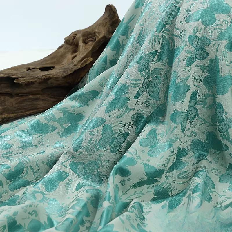 100x150cm Colorful Butterfly Jacquard Silk Satin Fabric for Sewing Ancient Costume Hanfu Tang Suit Horse Face Skirt Clothing