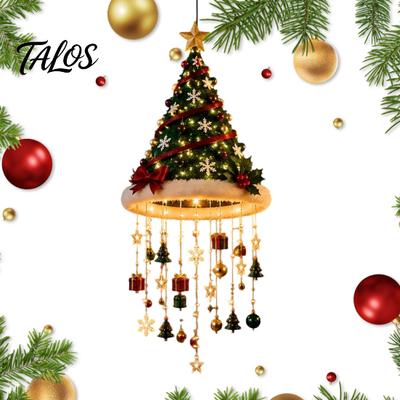 Christmas Party Atmosphere Lights Tree Hanging Ornament with LED Lights, Lighted Pendant Star Topper, Luminous Pre Lit Festive Xmas Ornaments