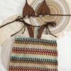 2026 New European and American Seaside Vacation Bikini Swimsuit Three-piece Sexy Babes Striped Straps Split Swimsuit