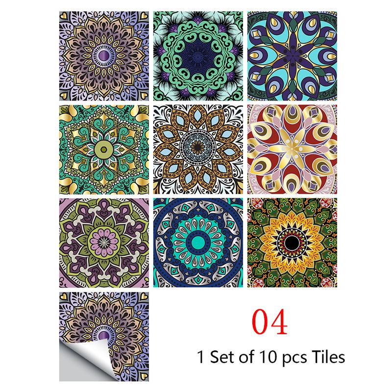 10 pezzi Adesivo da bagno Adesivo da parete Adesivo per piastrelle impermeabile Decalcomanie per piastrelle a forma di fiore Decorazione per la casa