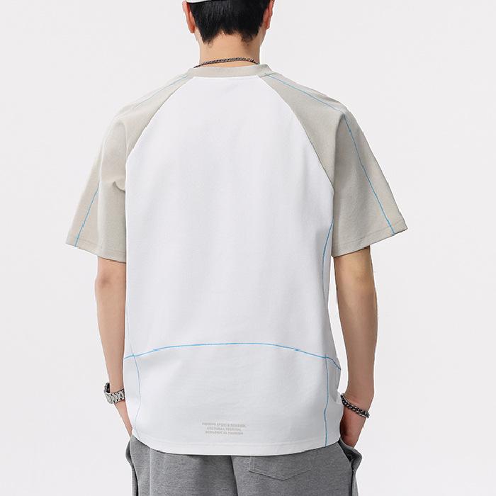 Summer Thin Cool and Refreshing Retro Earth Color Men's Round Neck T-shirt Short Sleeves