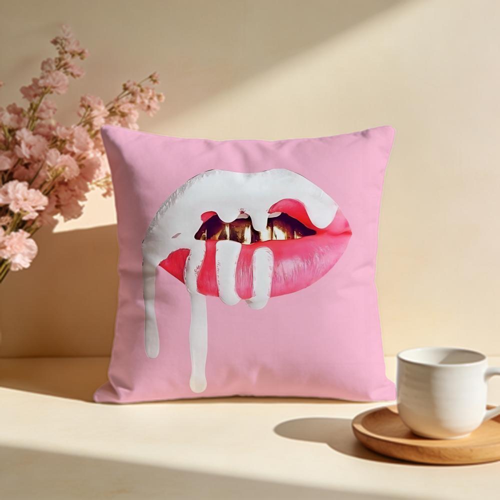 Classic Red Lips Cushion Cover Soft Pillow Cases for Home Bedroom Living Room Sofa