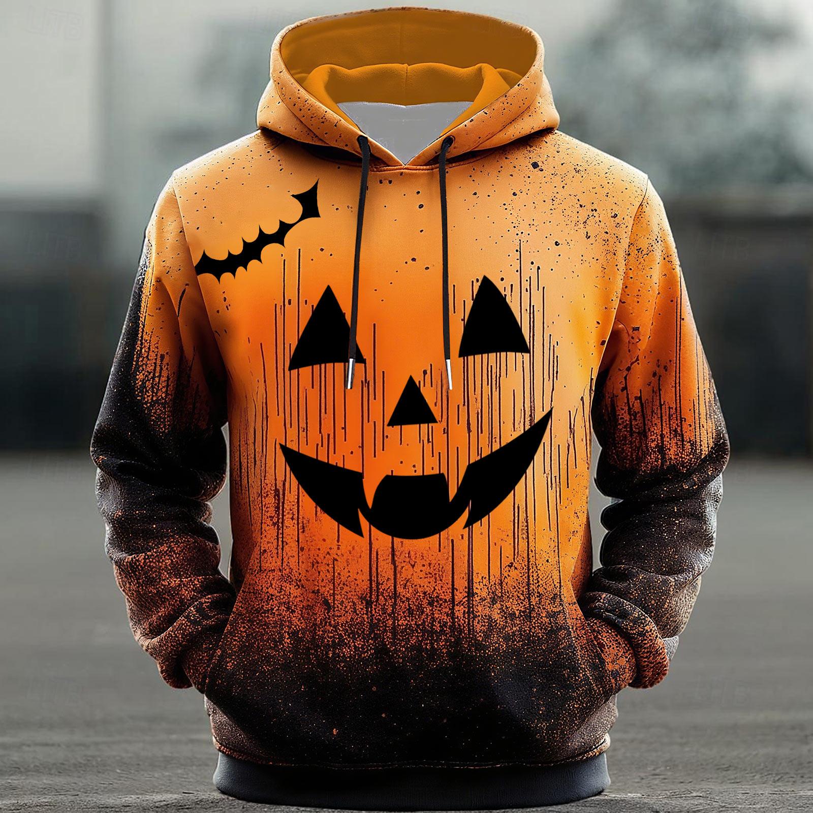 

Мужская толстовка на Хэллоуин, забавная толстовка с лицом тыквы, страшный топ с длинным рукавом XXL